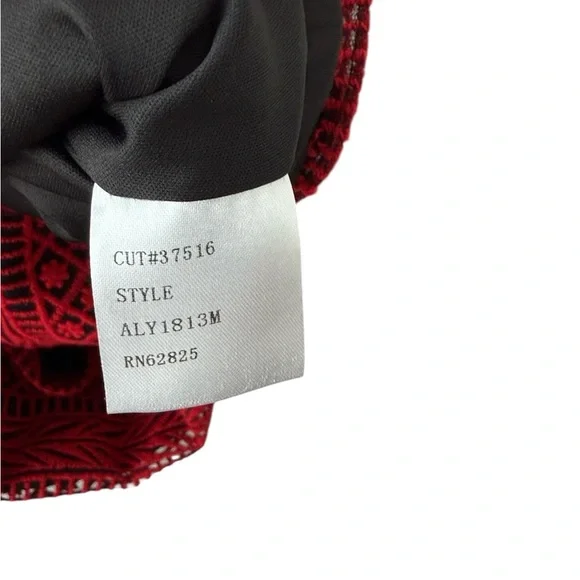 Tadashi Shoji Red & Black Embroidered Sheath Dress Size 4